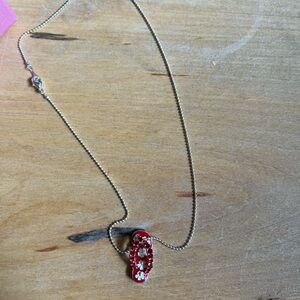 Red and Silver Pendant flip flop Necklace